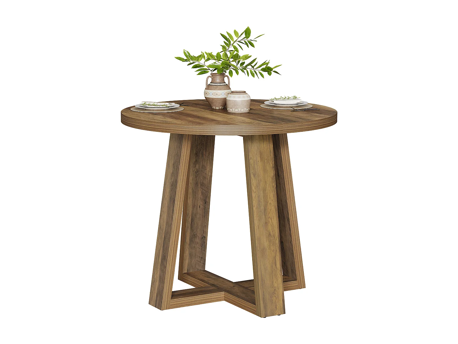 Mały okrągły stół jadalny, 80 cm, stół kuchenny w stylu rustykalnym dla 2-4 osób 4928262 - obrazek 1