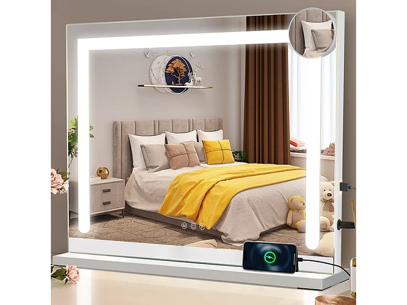 Lustro do makijażu NETTLIFE z oświetleniem, 70 x 55 cm, lustro toaletkowe z oświetleniem, ściemnialna dioda LED, lustro toaletkowe 4785293