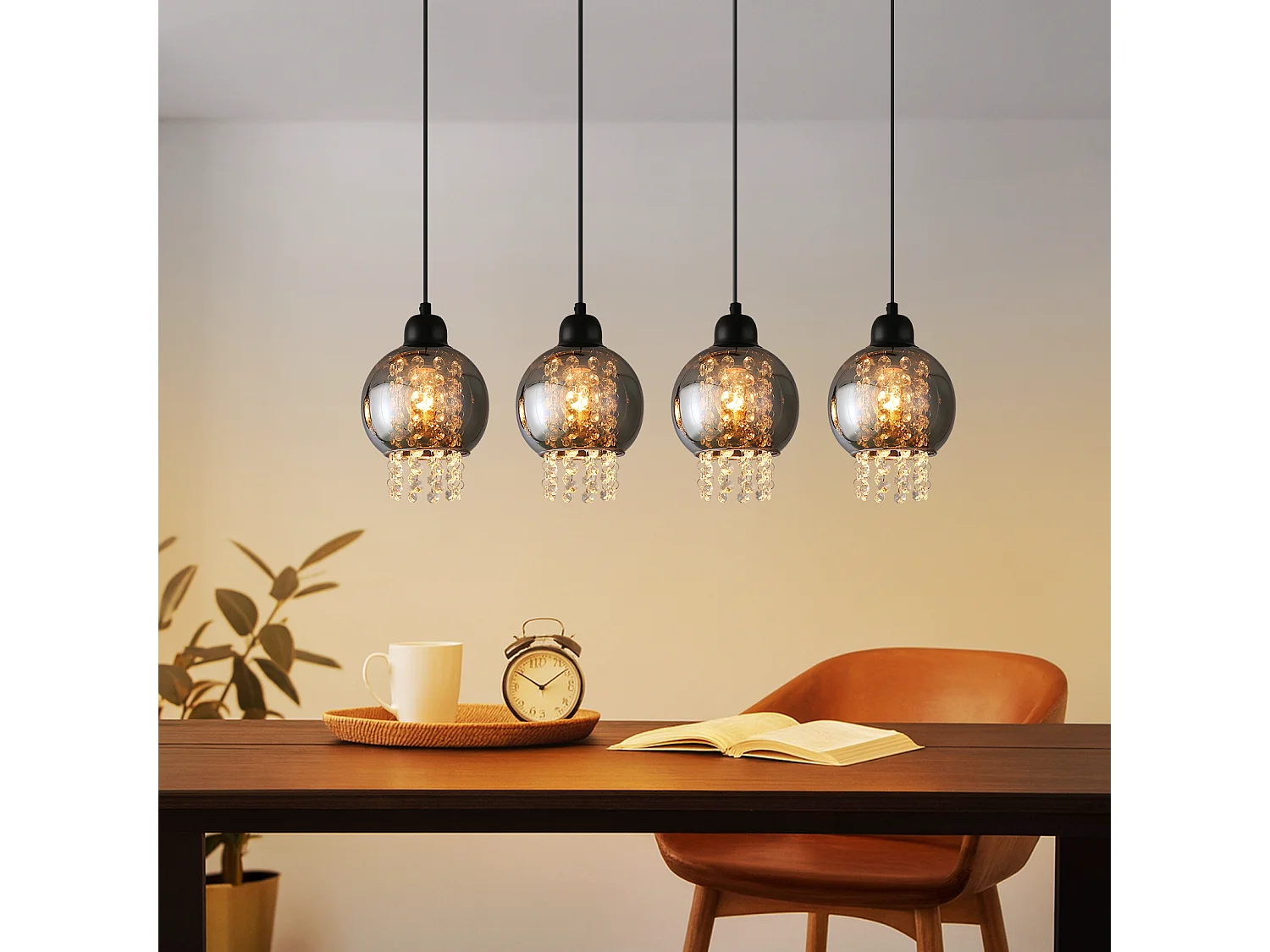 Czarna kryształowa lampa wisząca do jadalni E27 Nowoczesna lampa wisząca do salonu 3948669