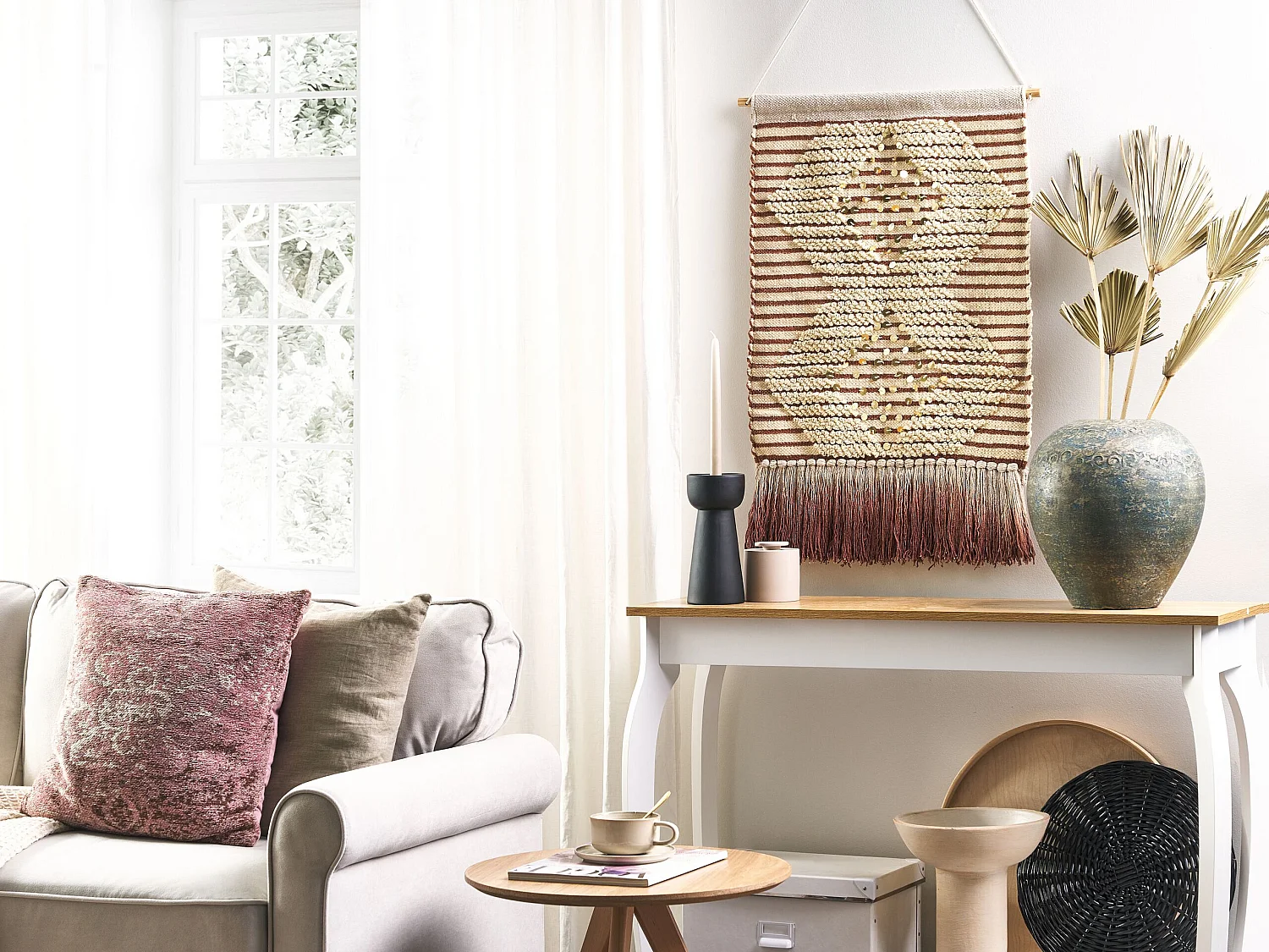 Makrama ścienna SABO Bawełna 75 cm Beżowy 988805