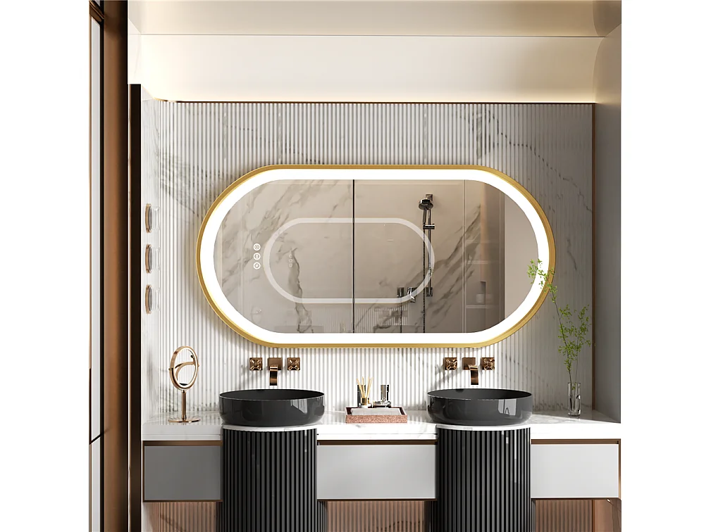 Lustro łazienkowe LED z powłoką przeciwmgielną 3 regulowane kolory 120x60x4cm 3164932 - obrazek 1