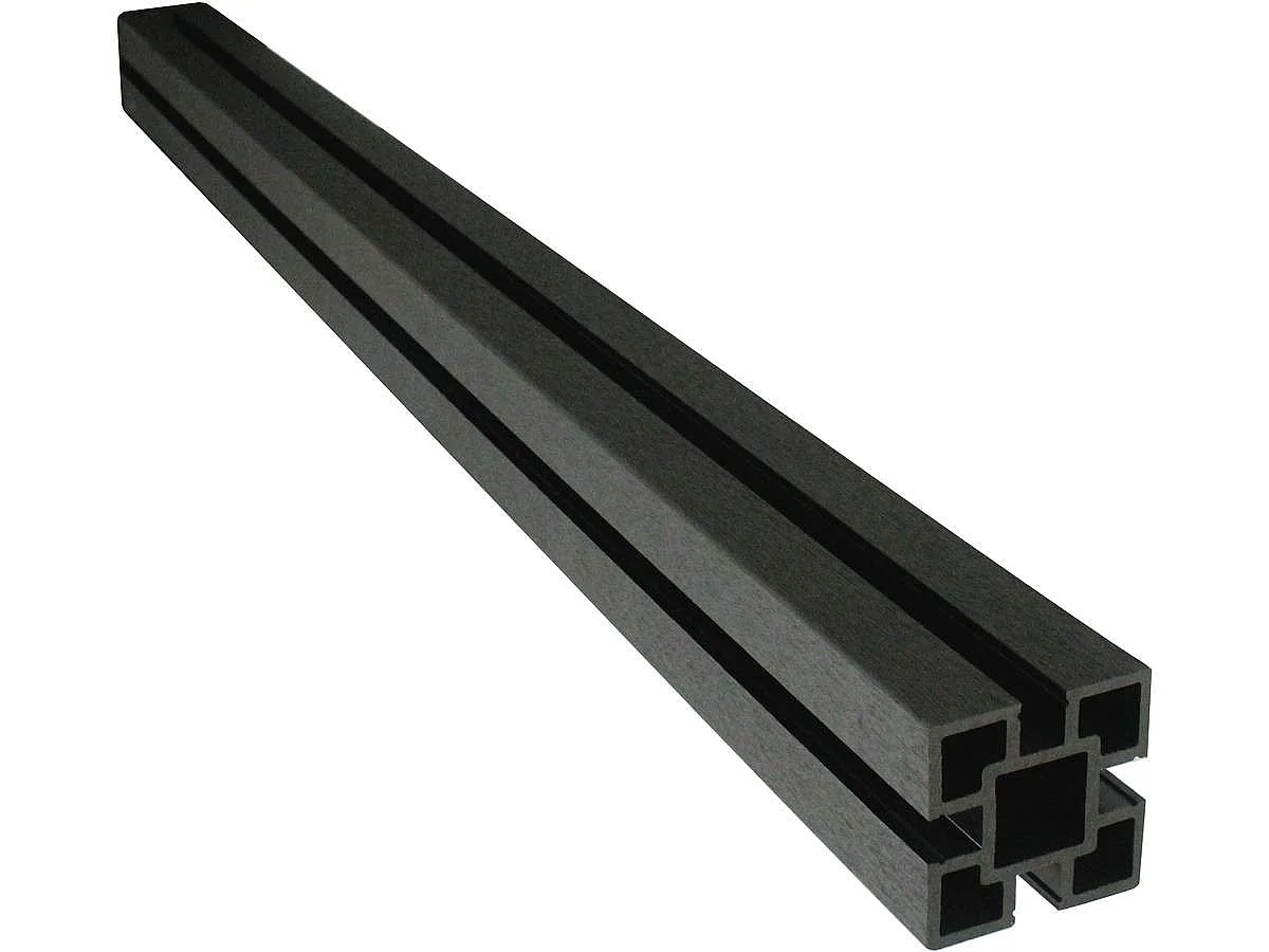 Czarny Słup Ogrodzeniowy z Aluminium z Profilowaniem Panelu Ogrodzeniowego z Kompozytu 160x9x9 cm 4956382
