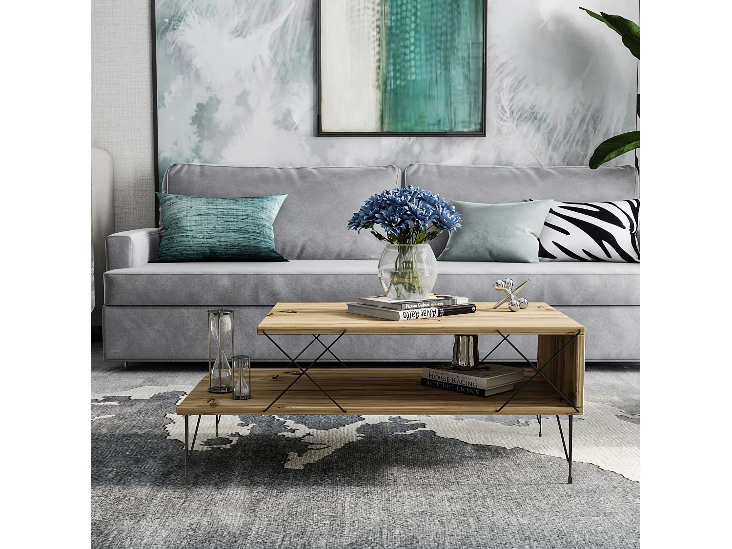Drewniany stolik kawowy "Loara" - 100 x 50 x 40 cm - Brązowy 4887749 - obrazek 1