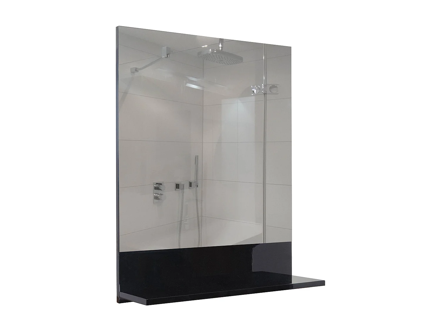 Lustro ścienne z półką MCW-B19, czarne 2739465 - obrazek 1