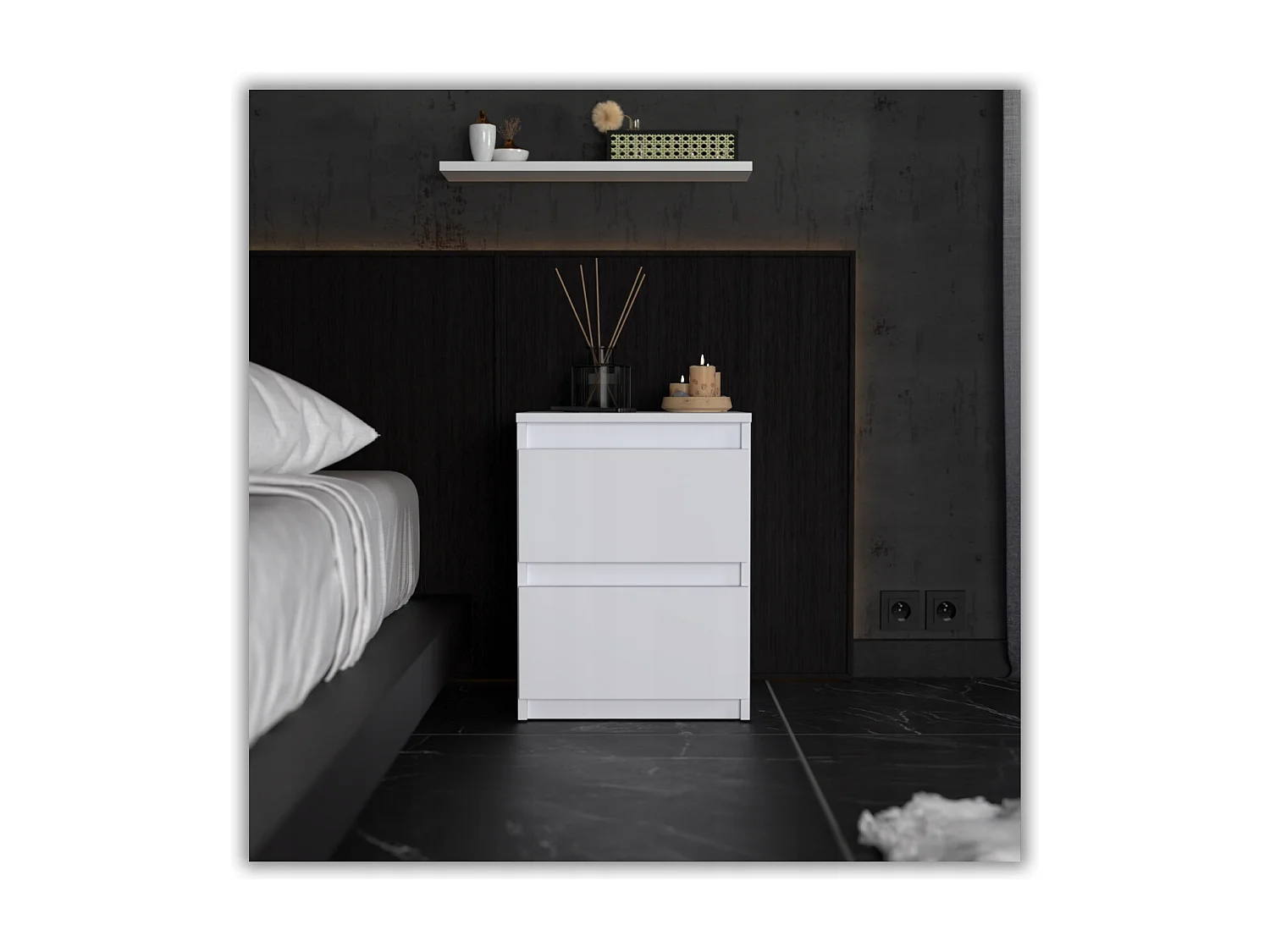 Duża Szafka Nocna Stiv-Meble 2 Szuflady 40 CM Stolik Biały Mat 40x40x53,5 CM 1szt. 4817480 - obrazek 1