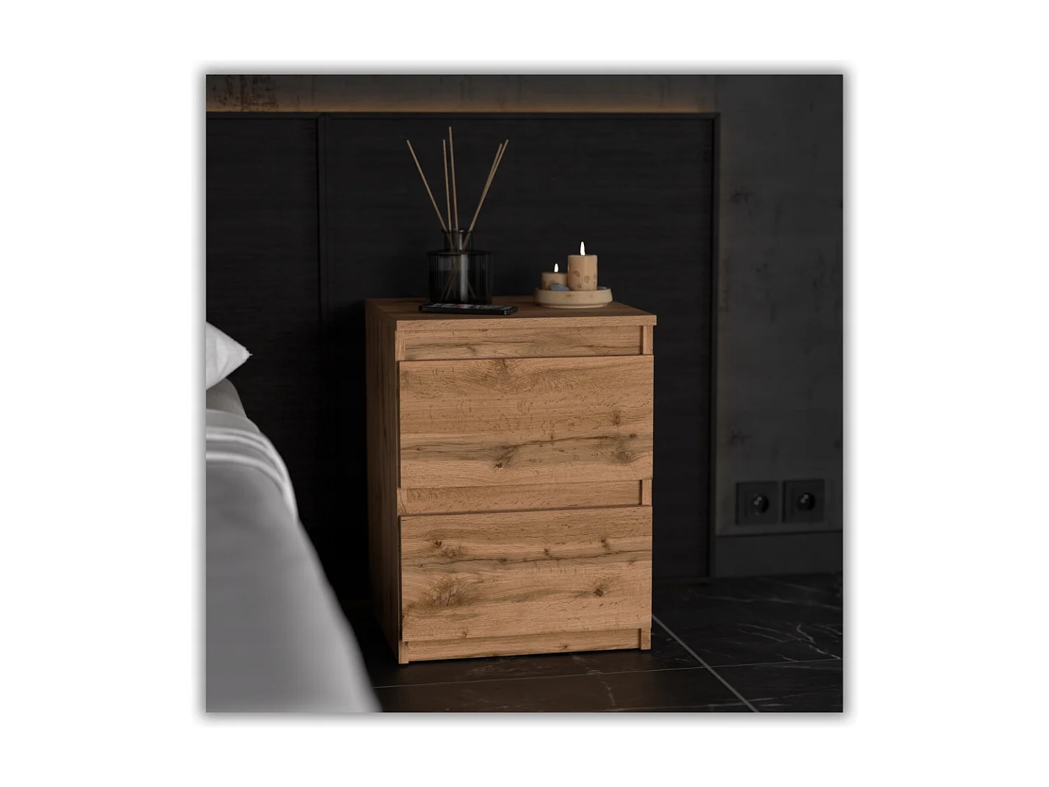 Duża Szafka Nocna Stiv-Meble 2 Szuflady 40 CM Stolik Dąb Wotan 40x40x53,5 CM 1szt. 4817481 - obrazek 1