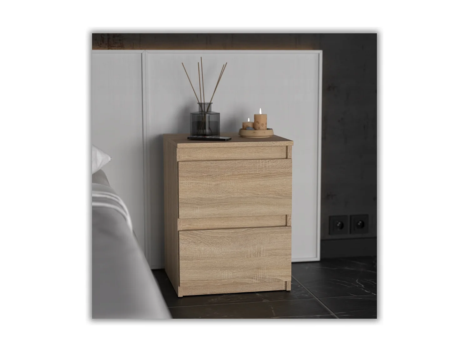 Duża Szafka Nocna Stiv-Meble 2 Szuflady 40 CM Stolik Dąb Sonoma 40x40x53,5 CM 1szt. 4817482 - obrazek 1