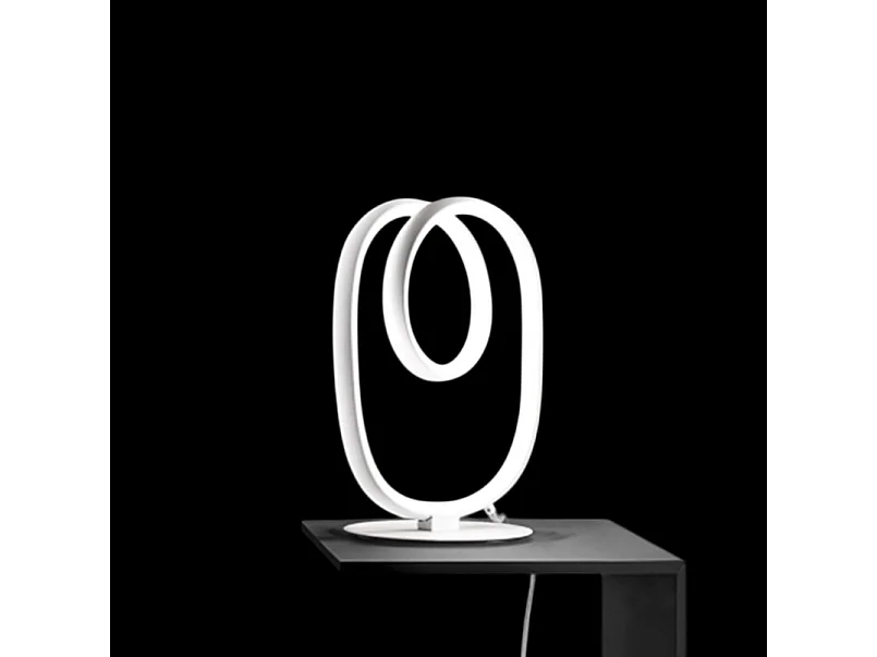 Diva - Nowoczesna lampa stołowa LED z funkcją ściemniania - Satynowe białe aluminium, dyfuzor z silikonu, ciepłe światło 3000K, 17W 4120522 - obrazek 1