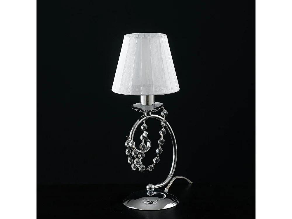 Magda Chromowana lampa stołowa z żelaza 1 światło z abażurem H.27 Ø13 BL146-LT-CR-PAR 3717296 - obrazek 1