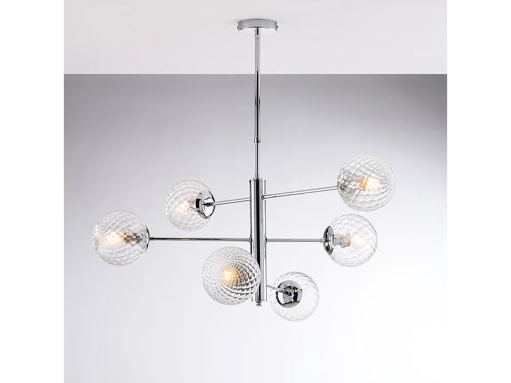 Lampa wisząca Demetra z polerowanego chromowanego żelaza, 6 świateł X 97 Ø73 BL279-6-CR 3717151 - obrazek 1
