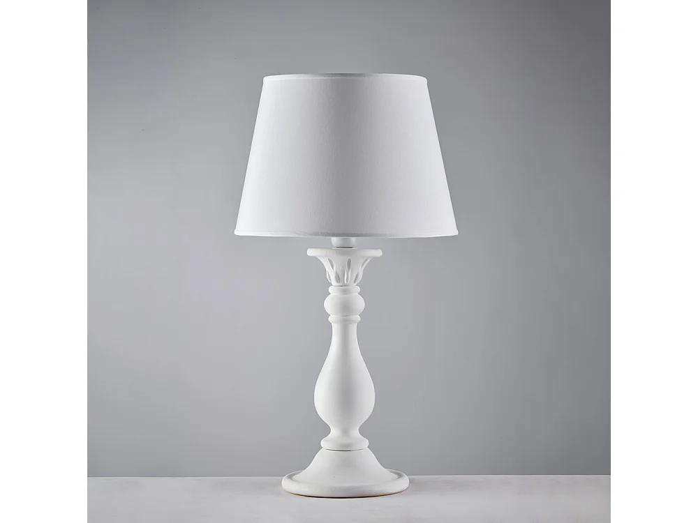 Lucca Shabby biała drewniana lampa 1 światło z abażurem dm.35 H.60 Ø35 BL271-LM-BCO 3717126