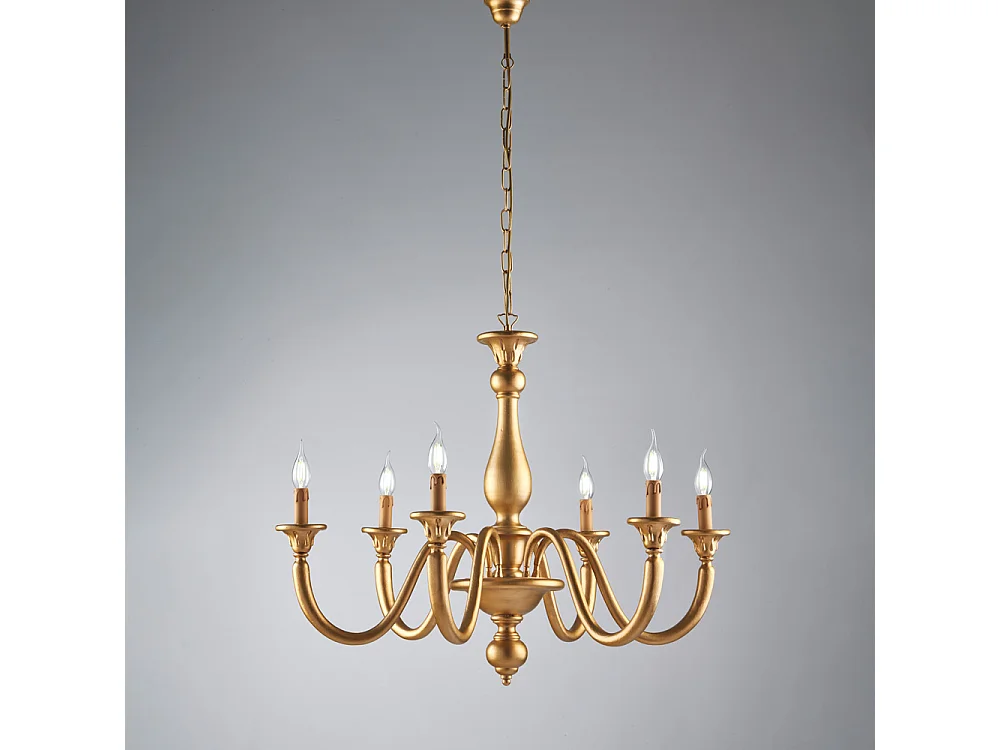 Żyrandol Lucca Antique Gold Wood 6 świateł 129 Ø86 BL271-6-OR 3717205