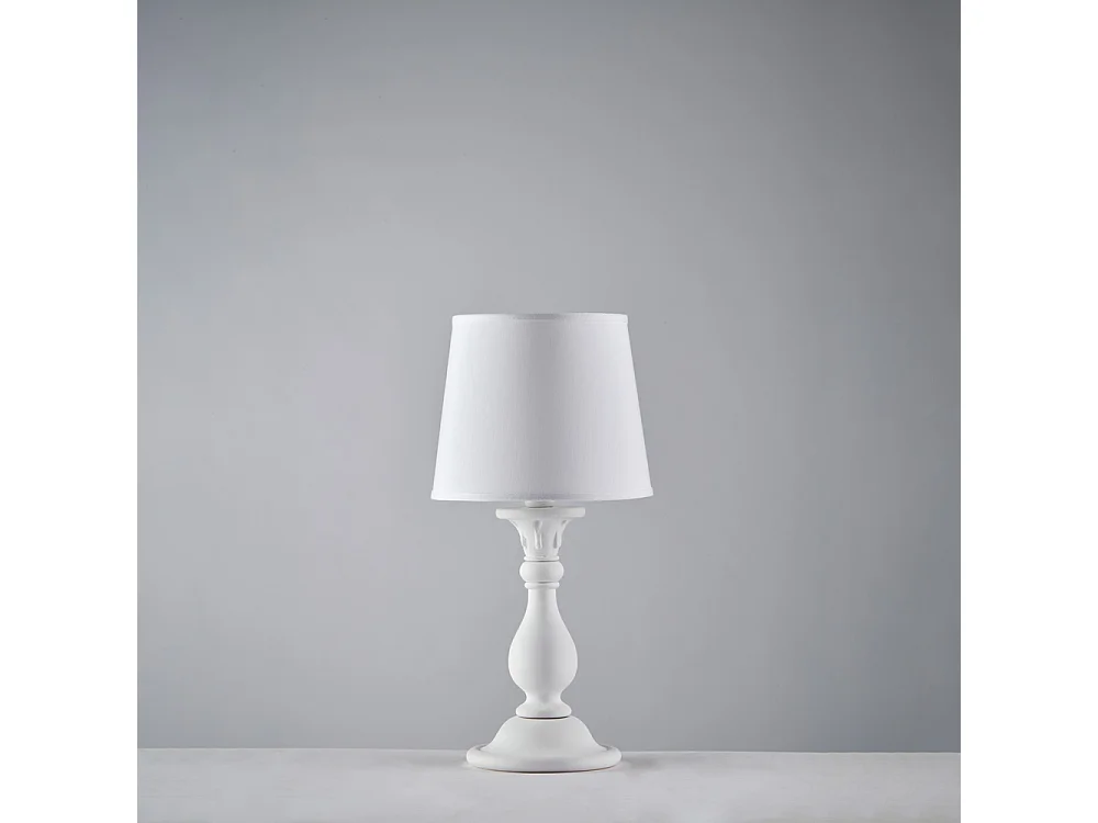 Lucca Shabby white wooden table lamp, 1 light, with lampshade dm.20 H.39 Ø20 BL271-LT-BCO 3717312 - obrazek 1