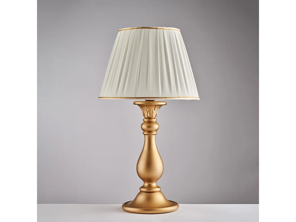 Drewniana lampa Lucca w kolorze antycznego złota, 1 lampa z abażurem, śr. 35, wys. 60, Ø35, BL271-LM-OR 3717327 - obrazek 1