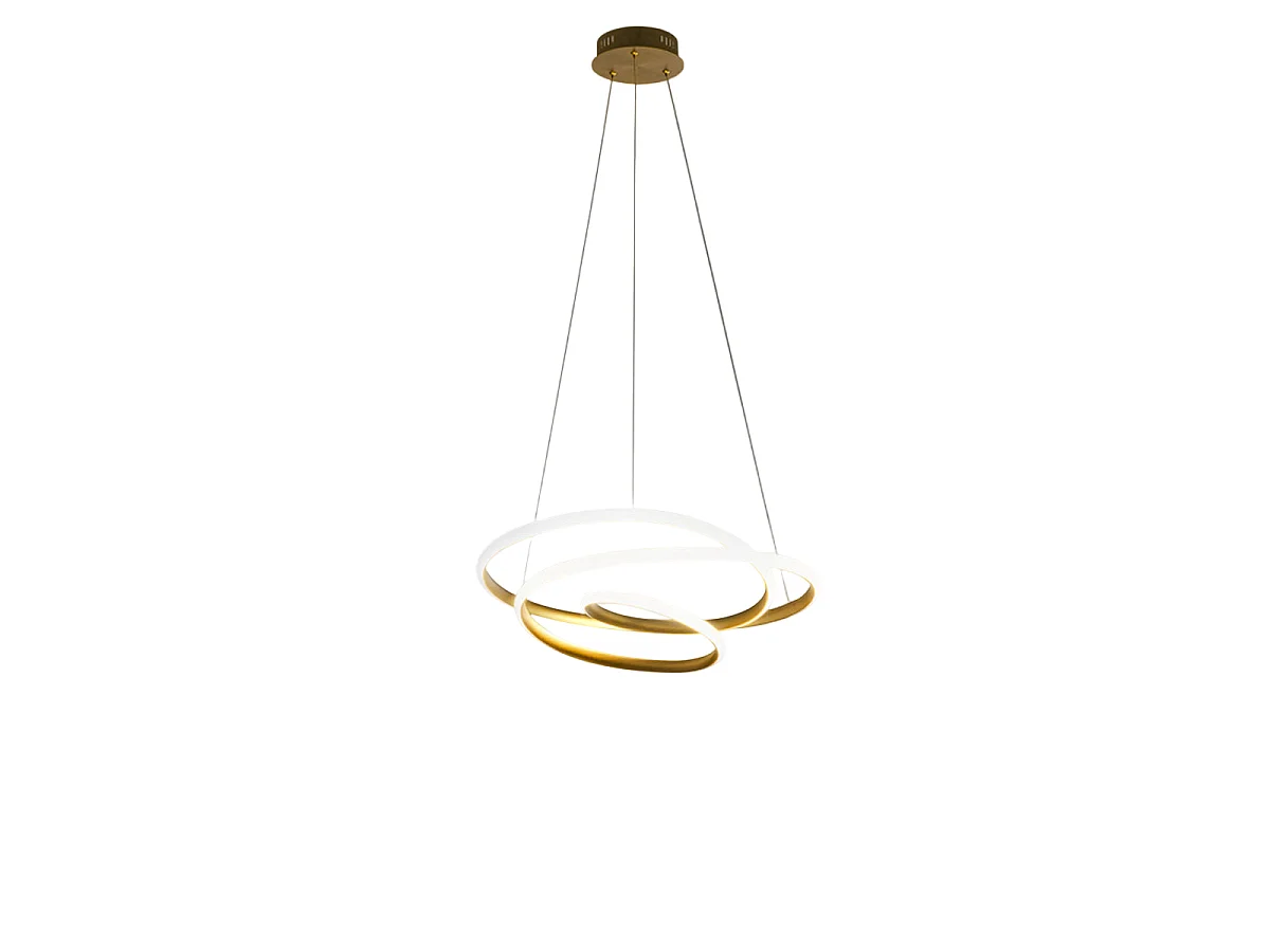 Diva - lampa wisząca LED 39W z możliwością ściemniania - nowoczesny design, szczotkowane złoto, ciepłe światło 3000K, splecione pierścienie o średnicy 50 cm 4121059 - obrazek 1