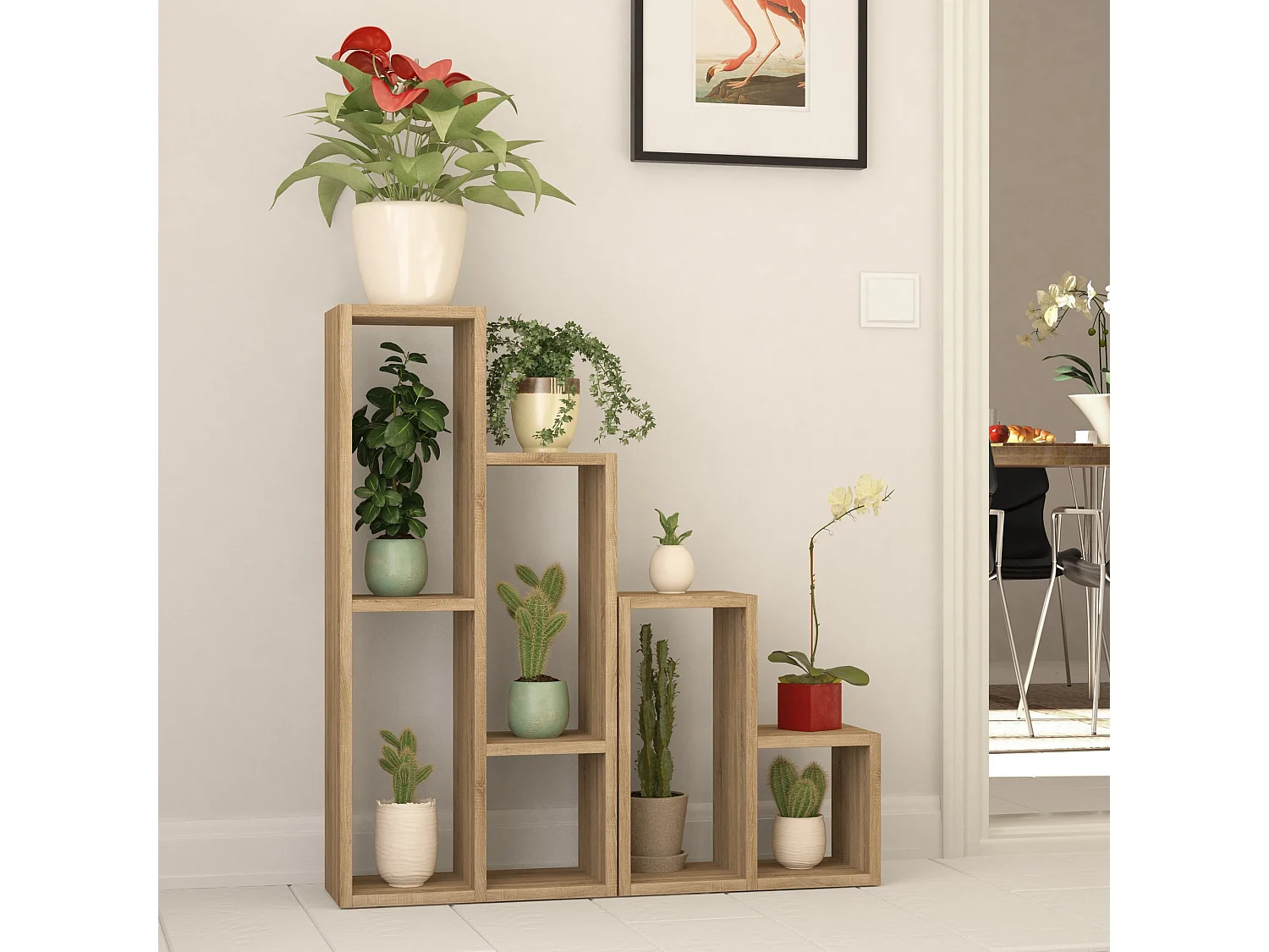 Drewniana biblioteczka dębowa "Sule" 3 półki 42x20x89 cm, nowoczesny design i melaminowane wykończenie 4833674 - obrazek 1