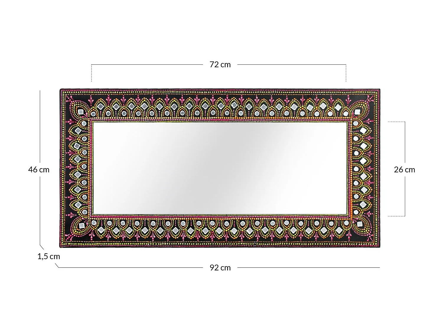 Lustro MDF, tył MDF 46 cm, styl etniczny, dekoracyjny, 92x46x2 4533228