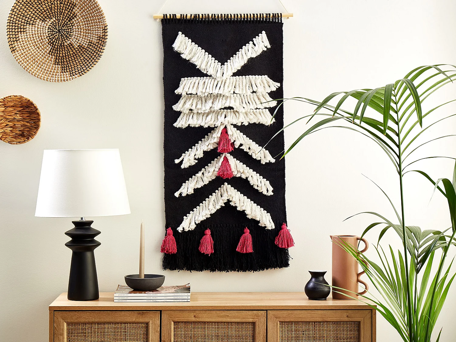 Makrama ścienna PAKPATTAN Bawełna 123 cm Czarny 668387 - obrazek 1