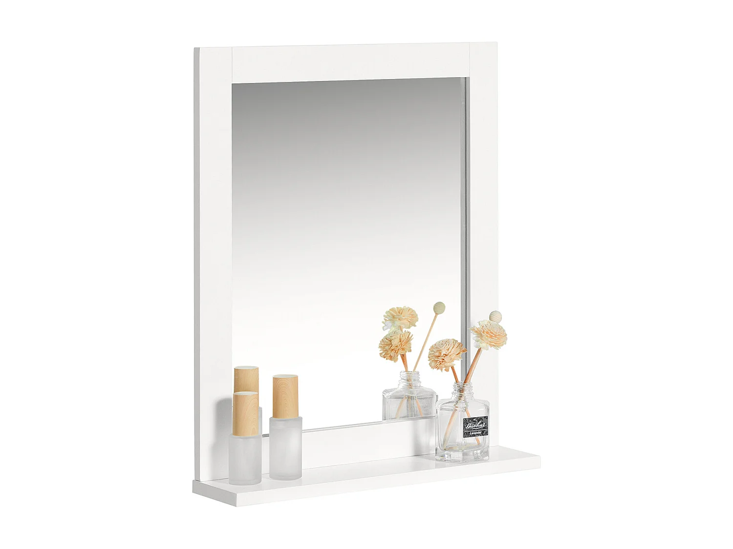 SoBuy Lustro ścienne z półką Biały 40x10x49.2cm Klasyczny FRG129-W 1322795
