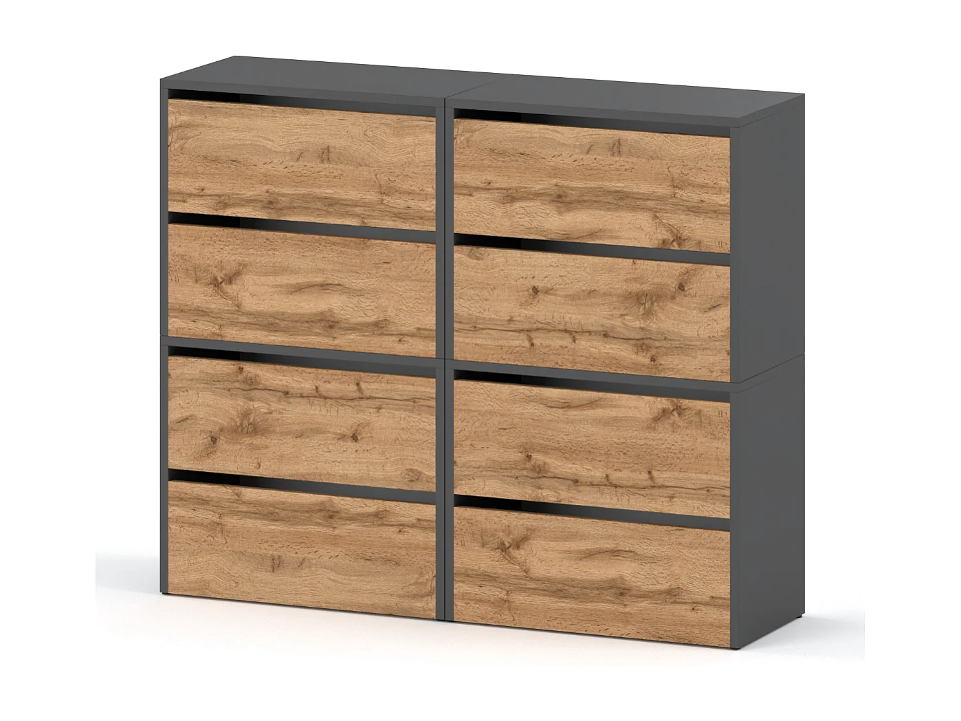 Duża Szafka Na Buty Stiv-Meble 8 Drzwi 4 moduły 120cm Szary Mat Dąb Wotan 120x36x100 cm 1szt. 4706339 - obrazek 1