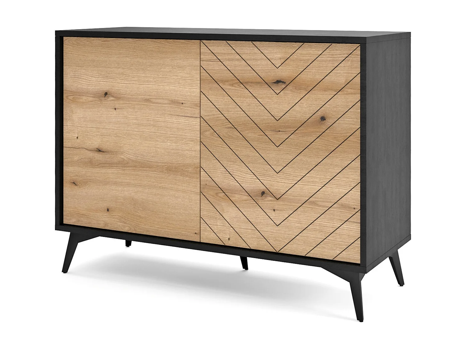 Mała komoda Loft Emerald - komoda 100 cm na metalowych nogach, dąb Evoke 4996374 - obrazek 1
