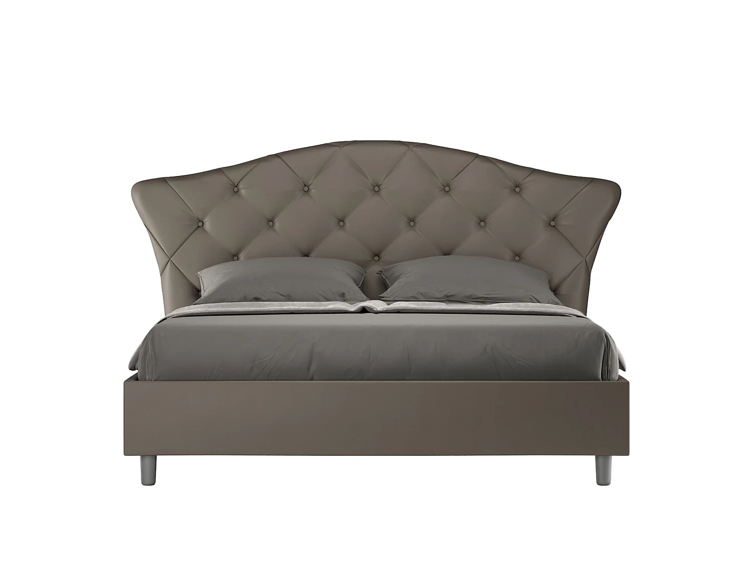 Łóżko wyposażone w stelaż z listwami z pojemnikiem tapicerowane 160x210 sztucznej skóry Cappuccino Langre 3633051 - obrazek 1