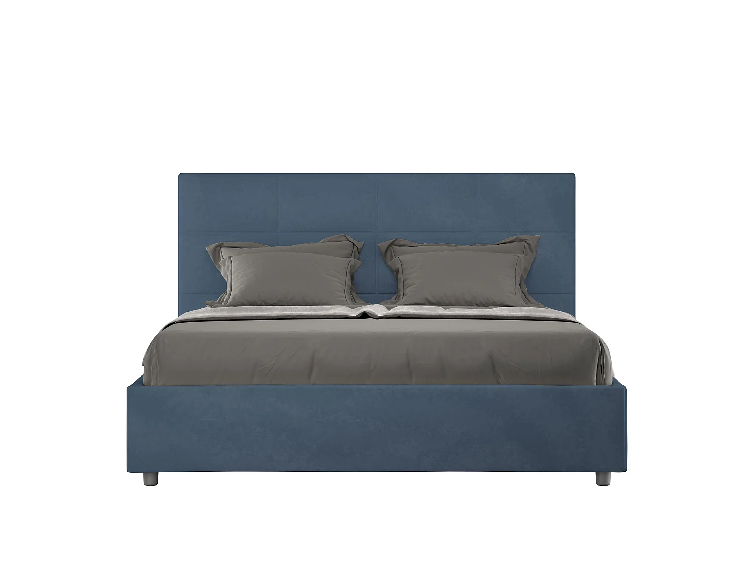 Łóżko wyposażone w stelaż z listwami z pojemnikiem tapicerowane 160x190 microfibra Niebieski Mika 3601273 - obrazek 1