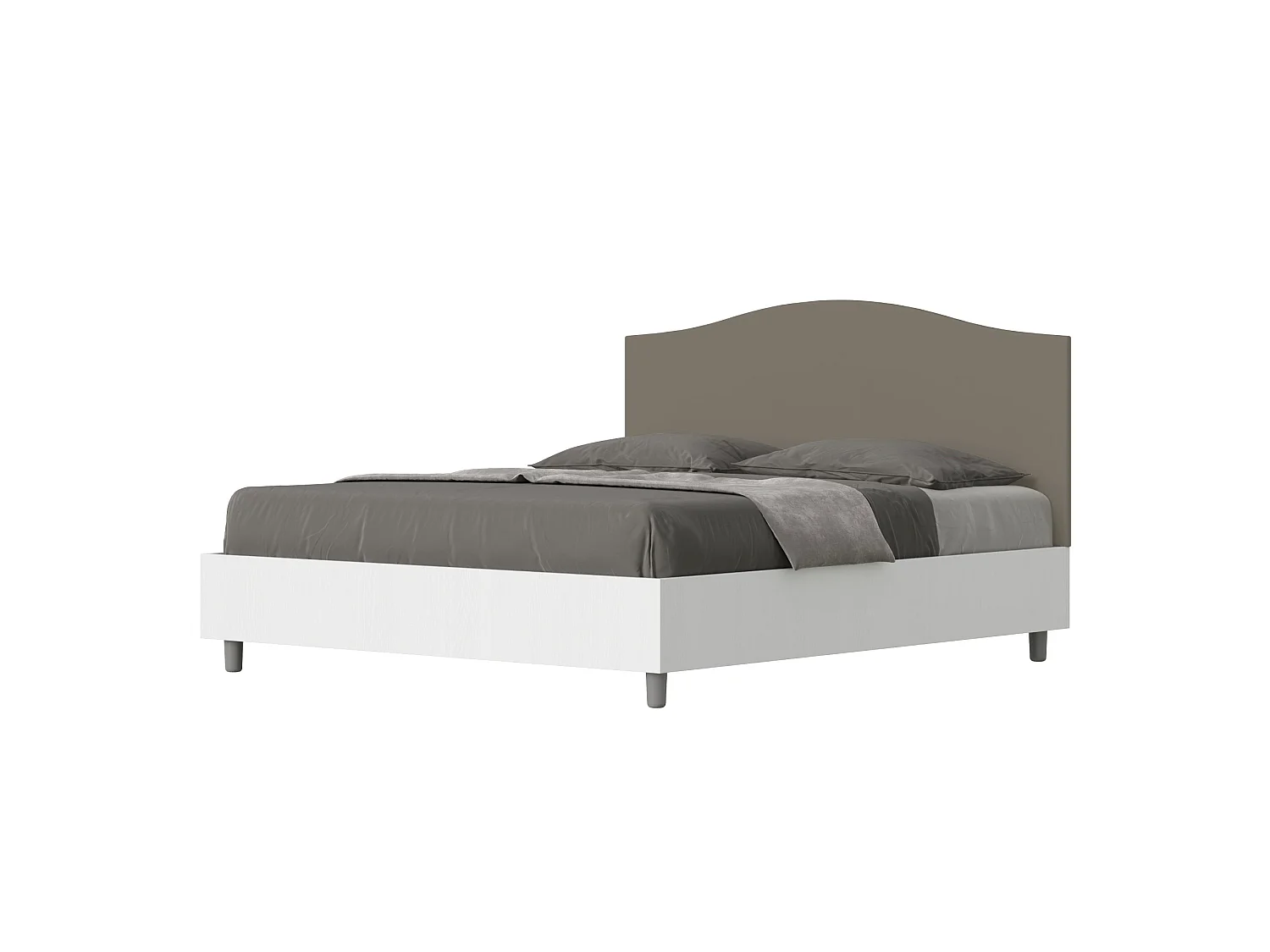 Łóżko wyposażone w stelaż z listwami z pojemnikiem 160x200 konstrukcja Frassino biała zagłówek sztucznej skóry cappuccino Grace 3601000 - obrazek 1