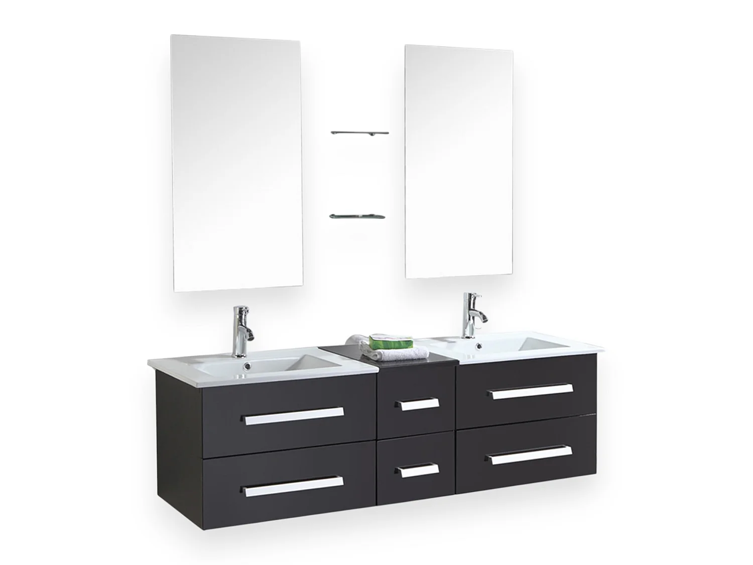 Czarna szafka łazienkowa 150 cm z umywalką w zestawie – Isabel 815693
