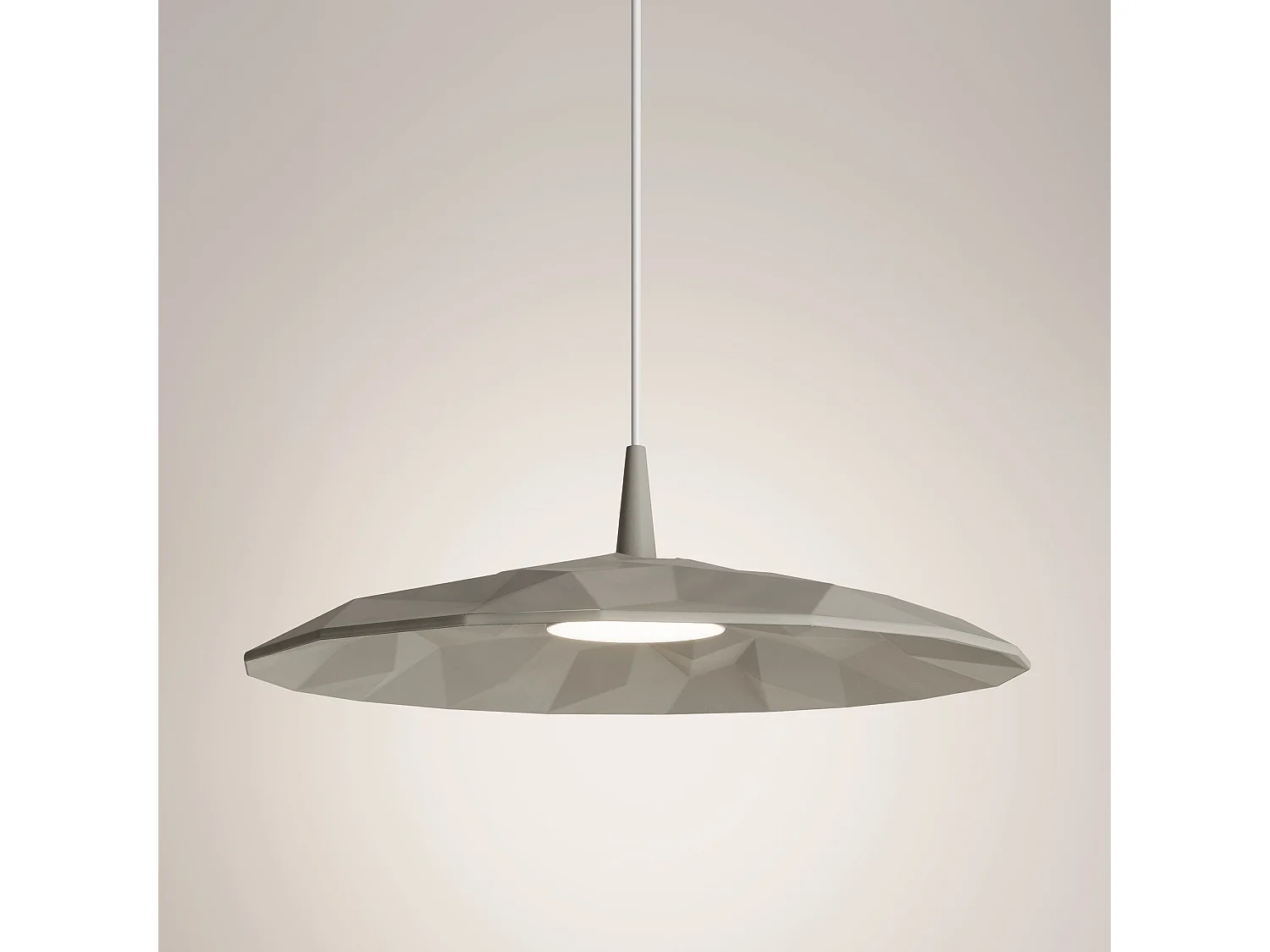Designerska wisząca lampa LED wykonana z szarej ceramiki z pryzmatyczną geometrią Moc 8W, barwa 3000K, średnica 40 cm Nowoczesny styl do wnętrz 5012504 - obrazek 1