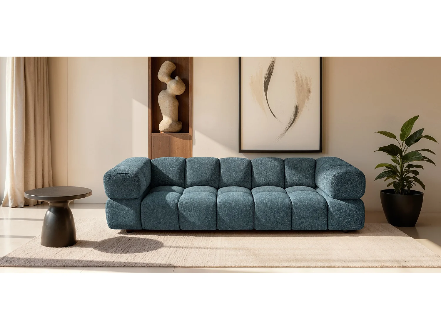 Designer Sofa 4-osobowa ALVERO 280 cm Tkanina Blue Duck Bouclé - Premiumowy Komfort i Stylowy Design 4928201 - obrazek 1