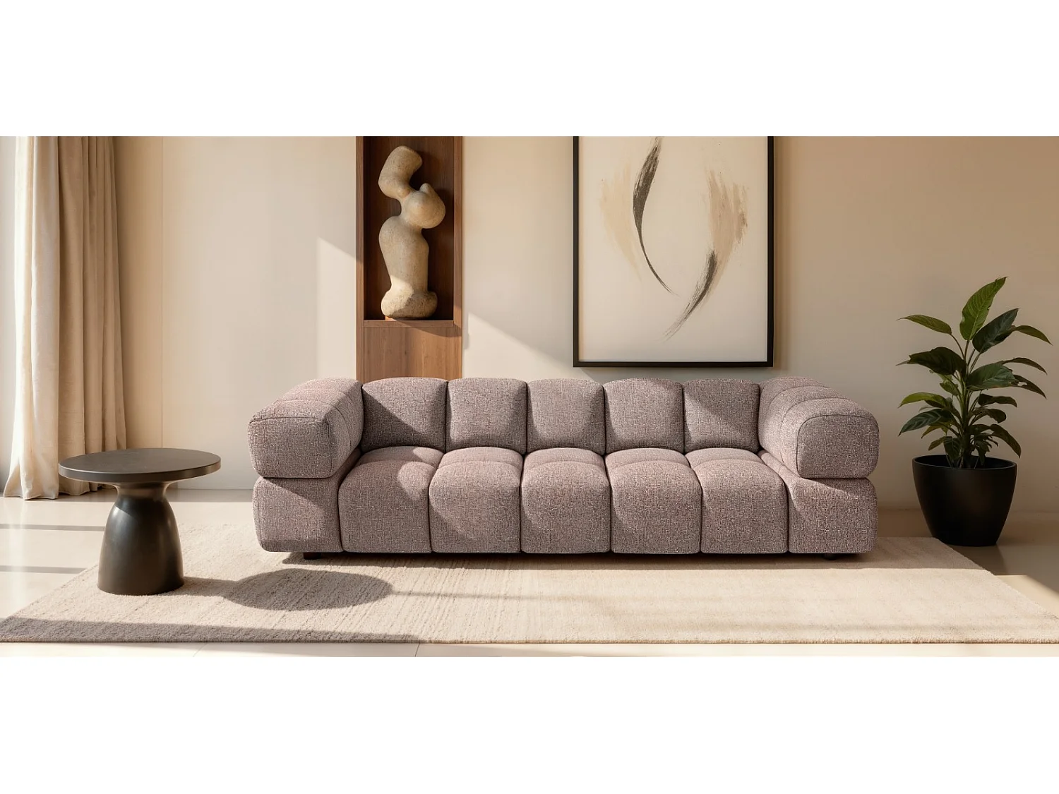 Luksusowa Różowa Sofa 4-Osobowa z Weluru ALVERO 280 cm - Premiumowy Design z Pianką HR 4928212 - obrazek 1