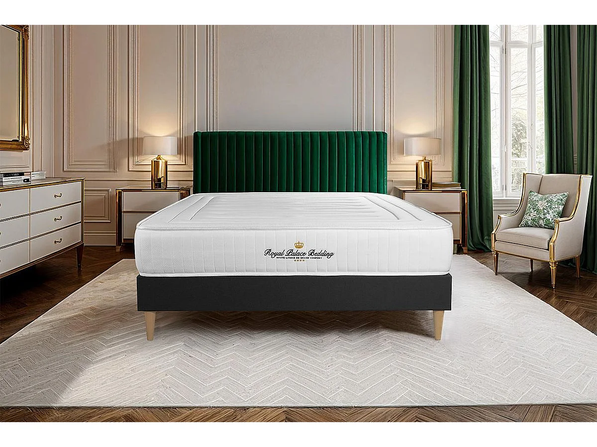 Materac LANCASTER 180×200 cm, Grubosc : 22 cm, sprezyny kieszeniowe i pianka z pamiecia ksztaltu, Wysoki, 3 strefy komfortu + zestaw podstawa lózka 165425