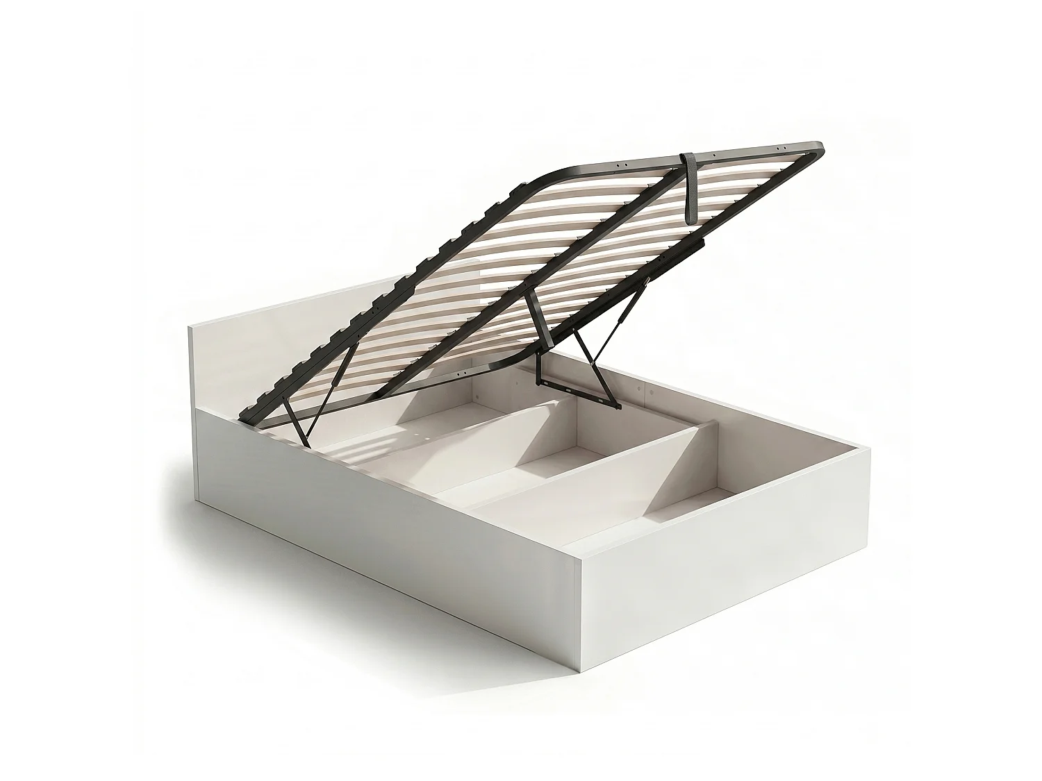 Łóżko z pojemnikiem 120x200 cm metalowy stelaż podnoszony Białe 5018487 - obrazek 1