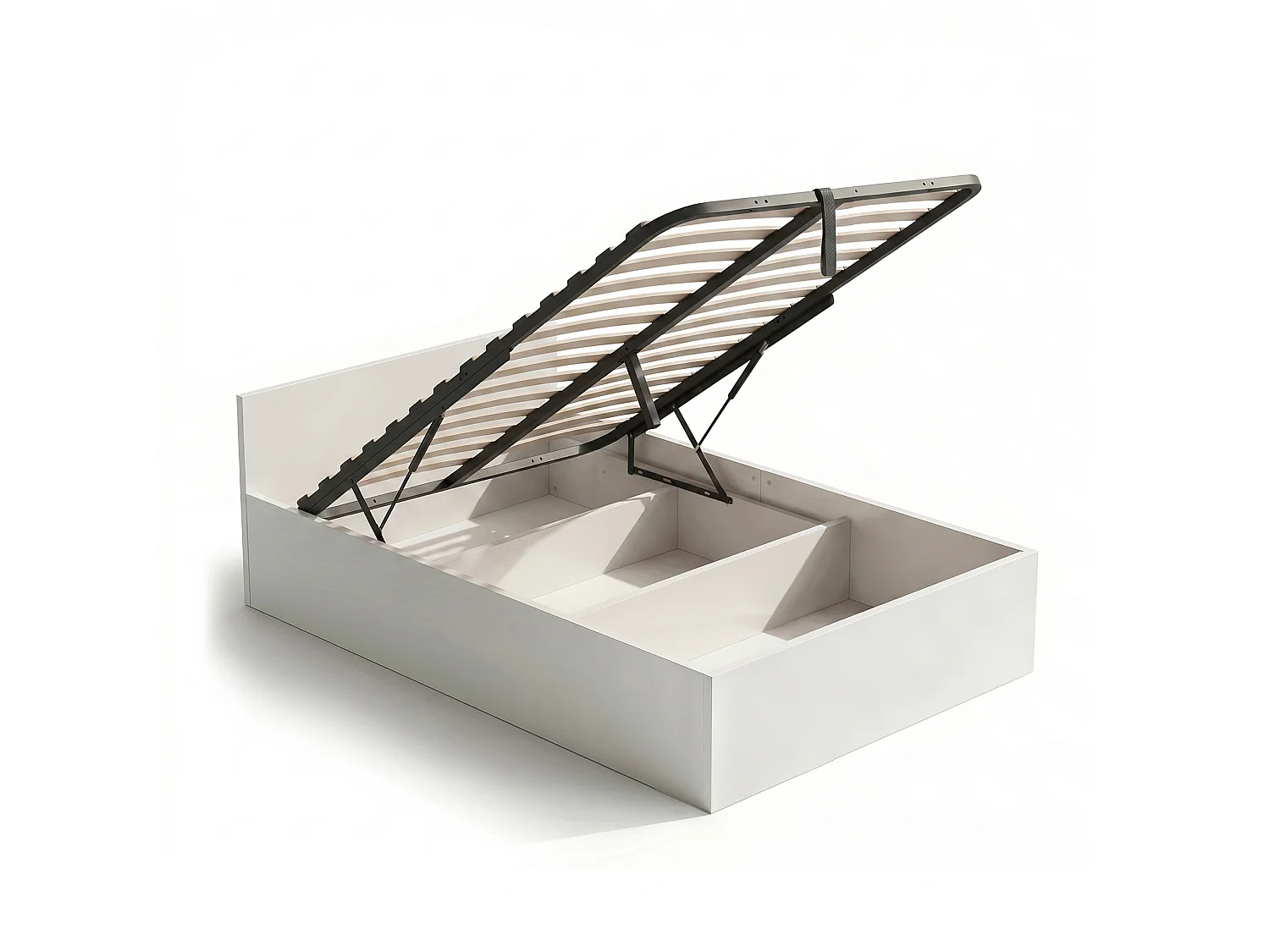 Łóżko z pojemnikiem 100x200 cm metalowy stelaż podnoszony Białe 5018509 - obrazek 1