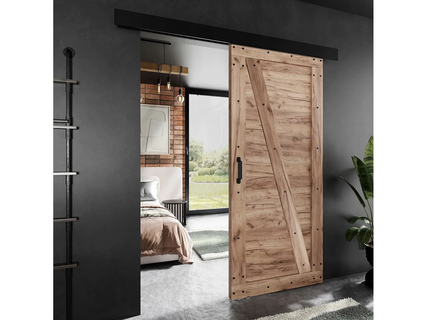 Drzwi przesuwne PALADIO 4 z maskownicą dąb craft złoty90 4880039 - obrazek 1