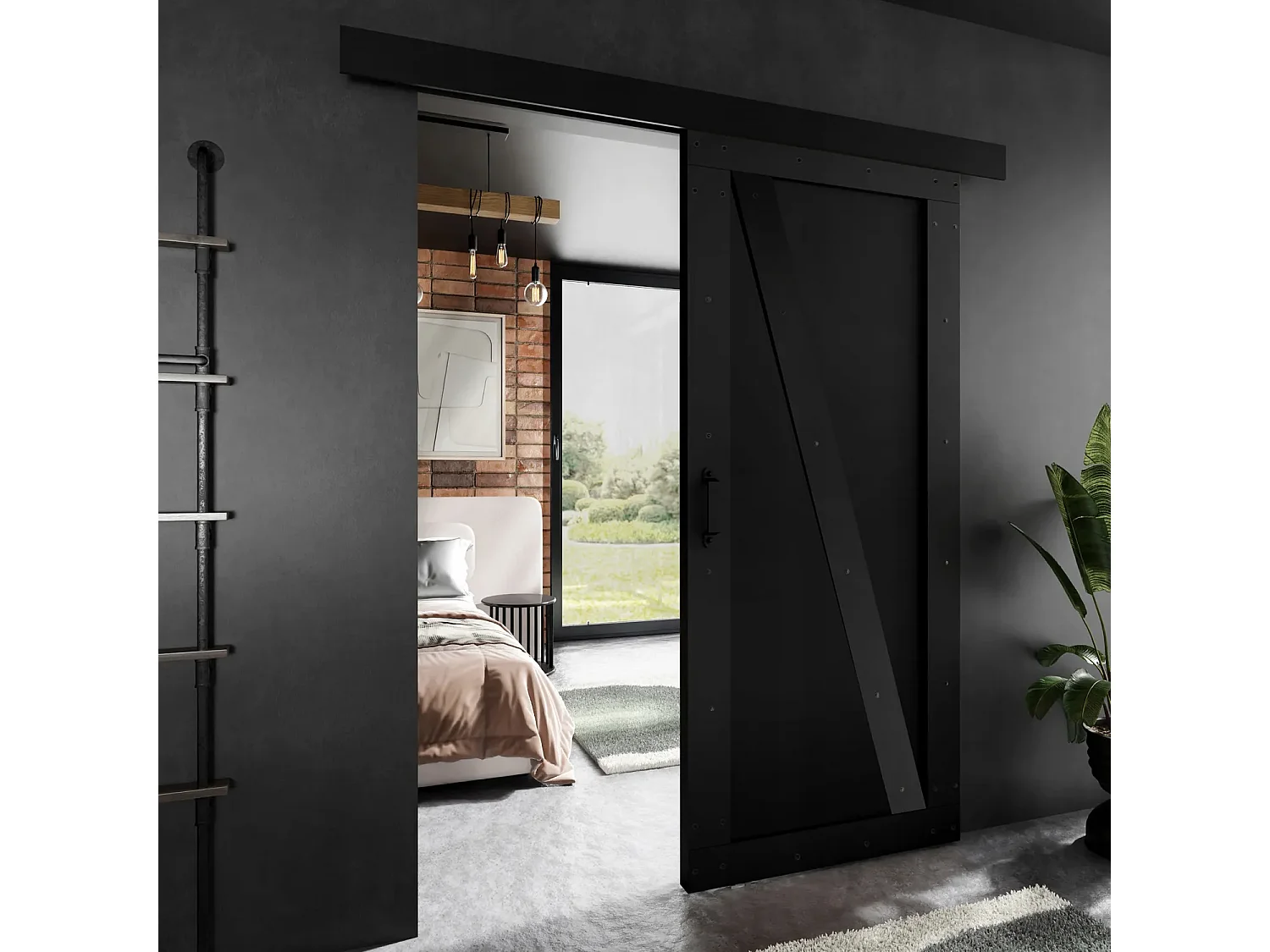 Drzwi przesuwne PALADIO 4 z maskownicą czarne 100 4880419 - obrazek 1