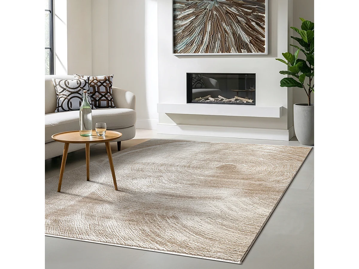 Dywan Flowline salonu nowoczesnym stylu, okręgami, beżowy, 200 x 290 cm 5025859 - obrazek 1