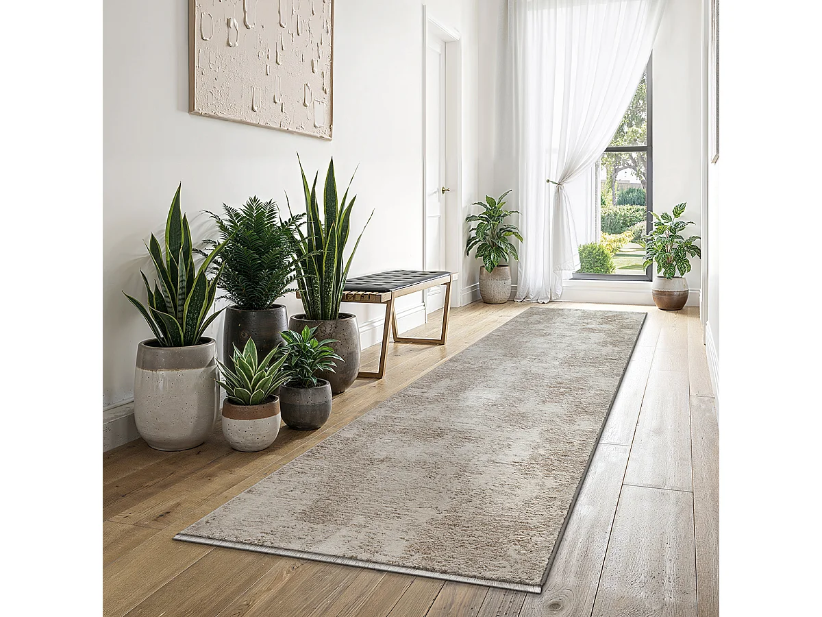 Dywan Flowline salonu nowoczesnym stylu, beżowy, 80 x 300 cm 5025888 - obrazek 1