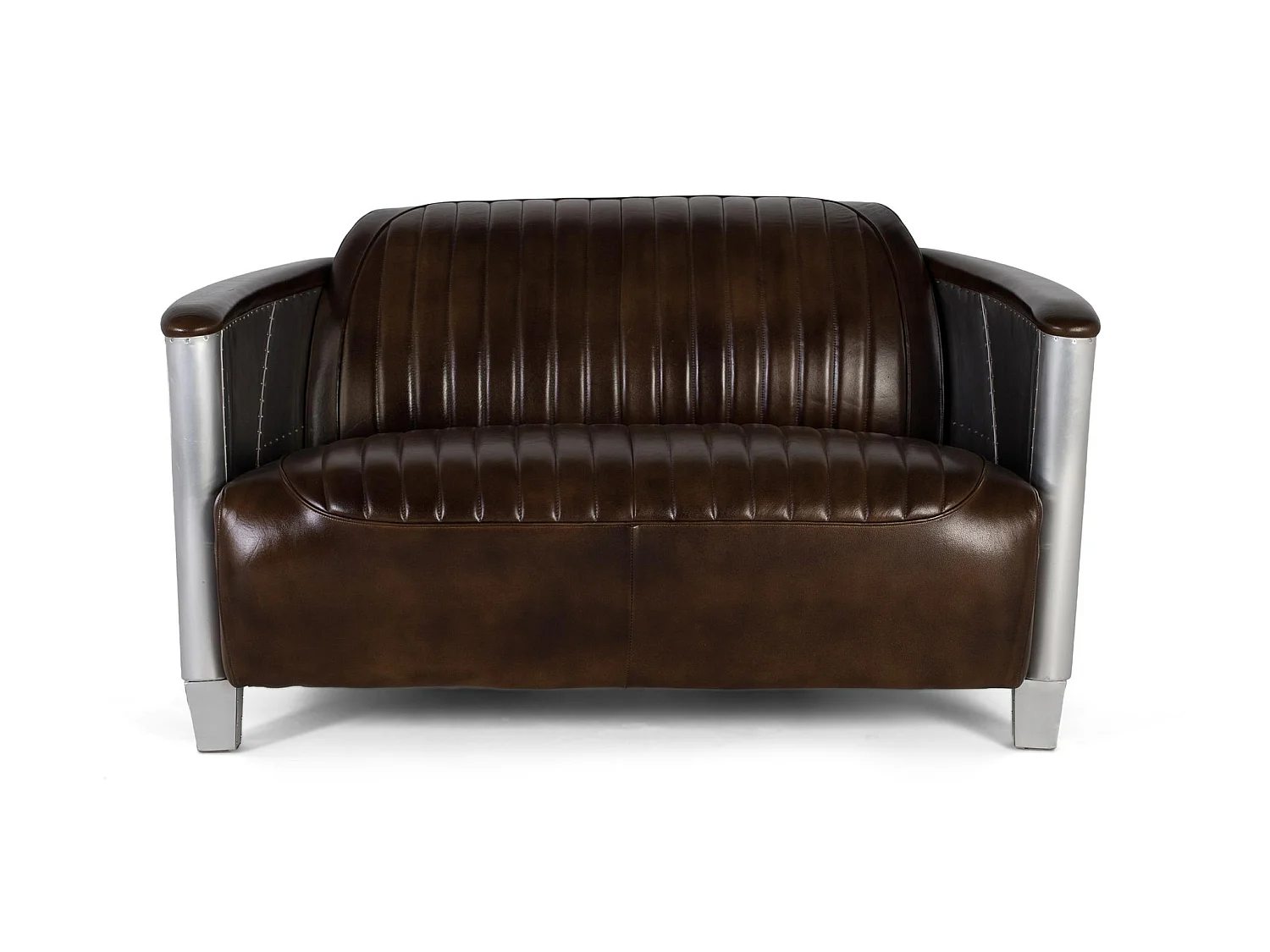 Skórzana sofa 130 cm w stylu industrialnym vintage - 75x130x90 4765857 - obrazek 1