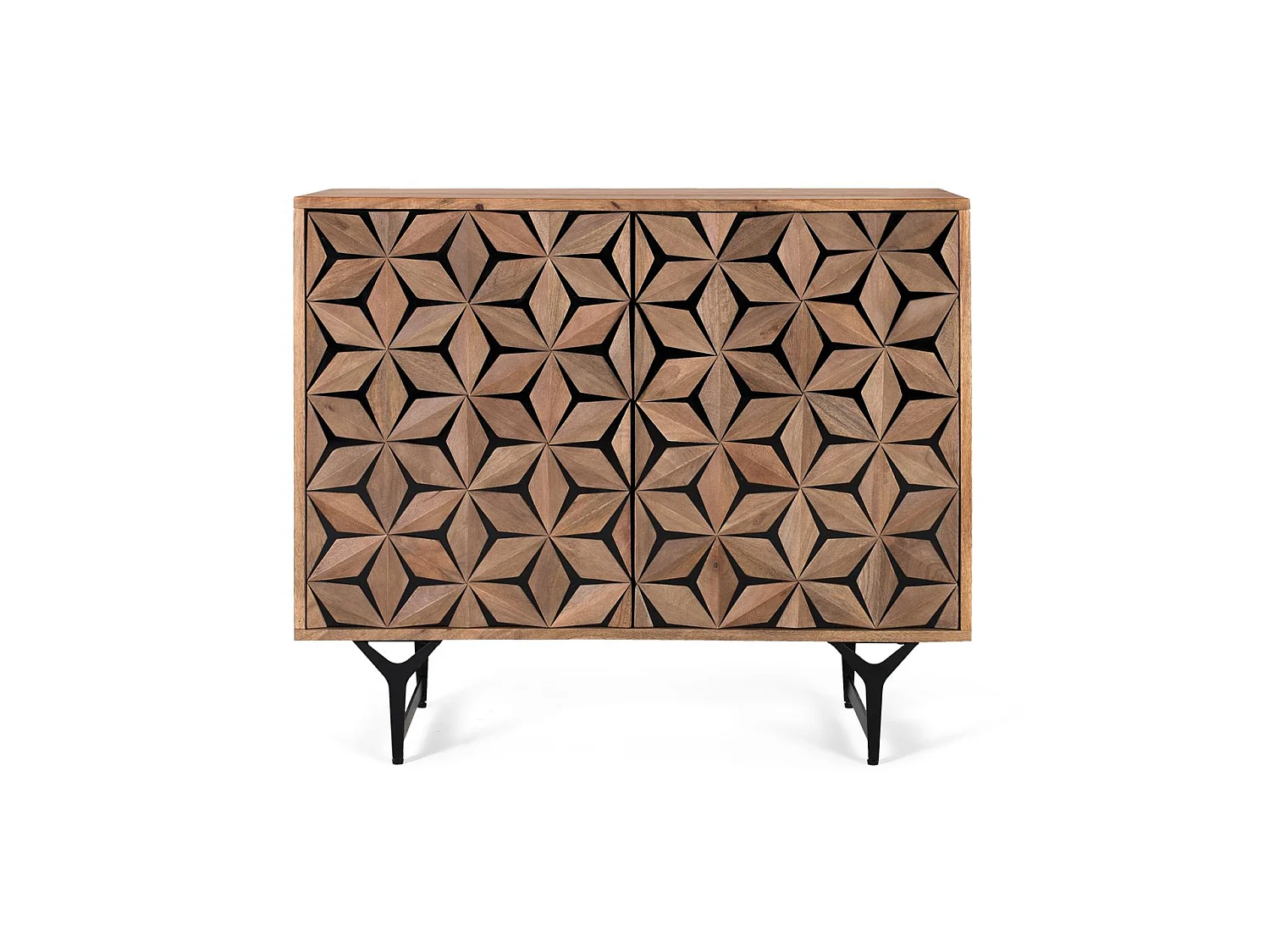 Komoda z drewna mango, styl nowoczesny, geometryczny - 76x90x40 3794869 - obrazek 1