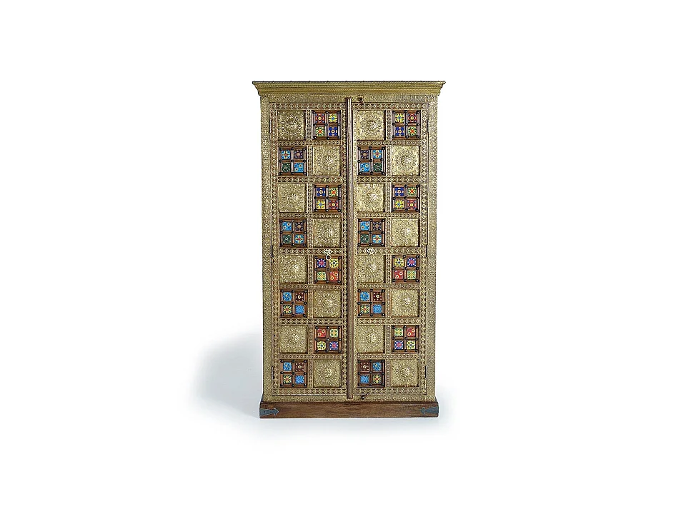 Szafa z drewna akacjowego, 100 cm, styl rękodzielniczy, etniczny, 180x100x40 573437 - obrazek 1