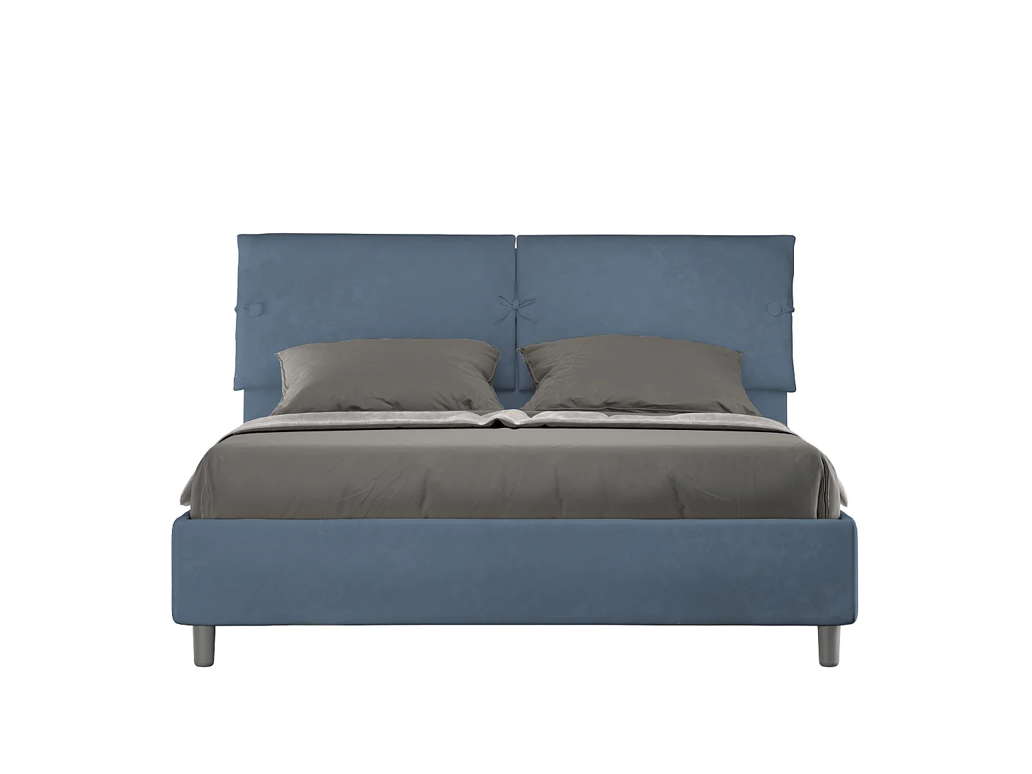Łóżko wyposażone w stelaż z listwami z pojemnikiem tapicerowane 160x200 microfibra Niebieski Sleeper 3601030 - obrazek 1