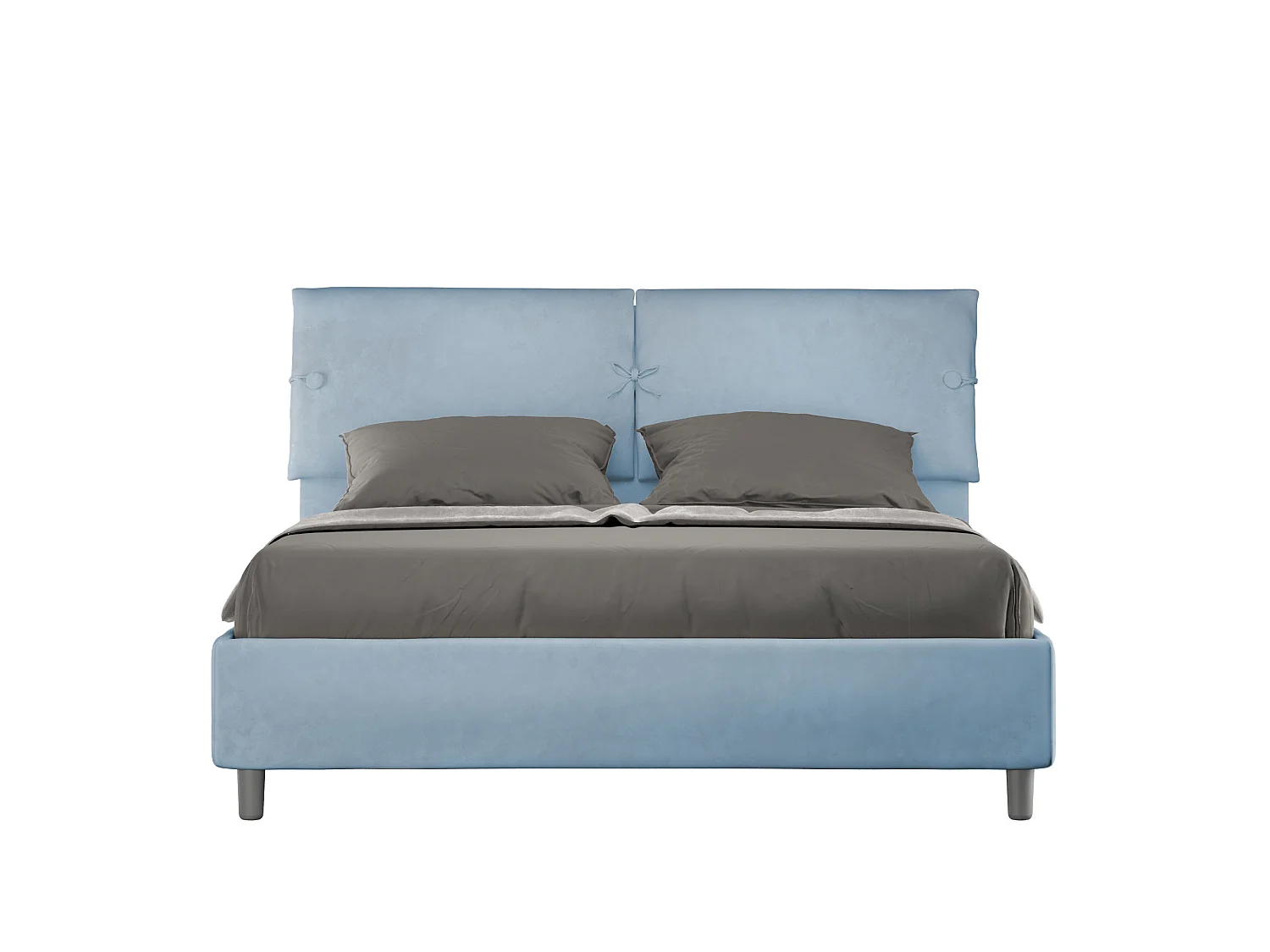 Łóżko wyposażone w stelaż z listwami z pojemnikiem tapicerowane 160x190 microfibra Błękitny Sleeper 3601443 - obrazek 1