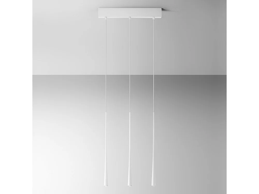 Dafne – Biała lampa wisząca 16,5W, ciepłe światło 3000K, IP20 – 3-punktowa lampa sufitowa LED o nowoczesnym designie – aluminium satynowe białe 4105000