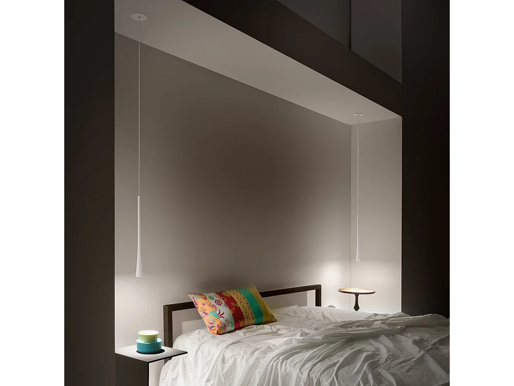 Dafne – Biała lampa wisząca LED 7W 3000K IP20 – Minimalistyczna lampa sufitowa LED z aluminium – Zasilacz w zestawie – Maksymalna długość 145 cm 4105019
