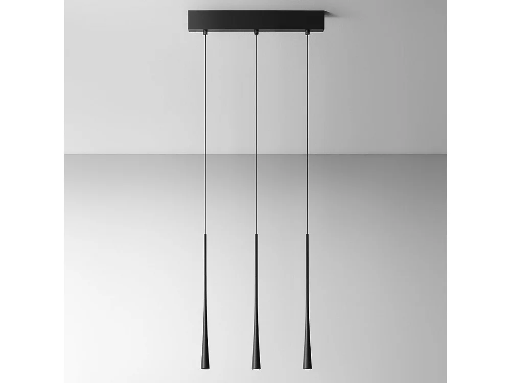 Dafne – Czarna lampa wisząca 16,5W, ciepłe światło 3000K, IP20 – 3-punktowa lampa sufitowa LED o nowoczesnym designie – aluminium satynowe białe 4105036