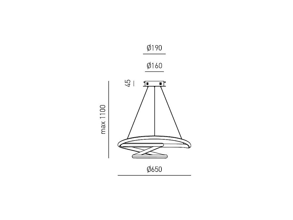 Diva - lampa wisząca LED 47W z możliwością ściemniania - nowoczesny design, satynowo-biały aluminium, ciepłe światło 3000K, splecione pierścienie o średnicy 65 cm 4105055 - obrazek 1