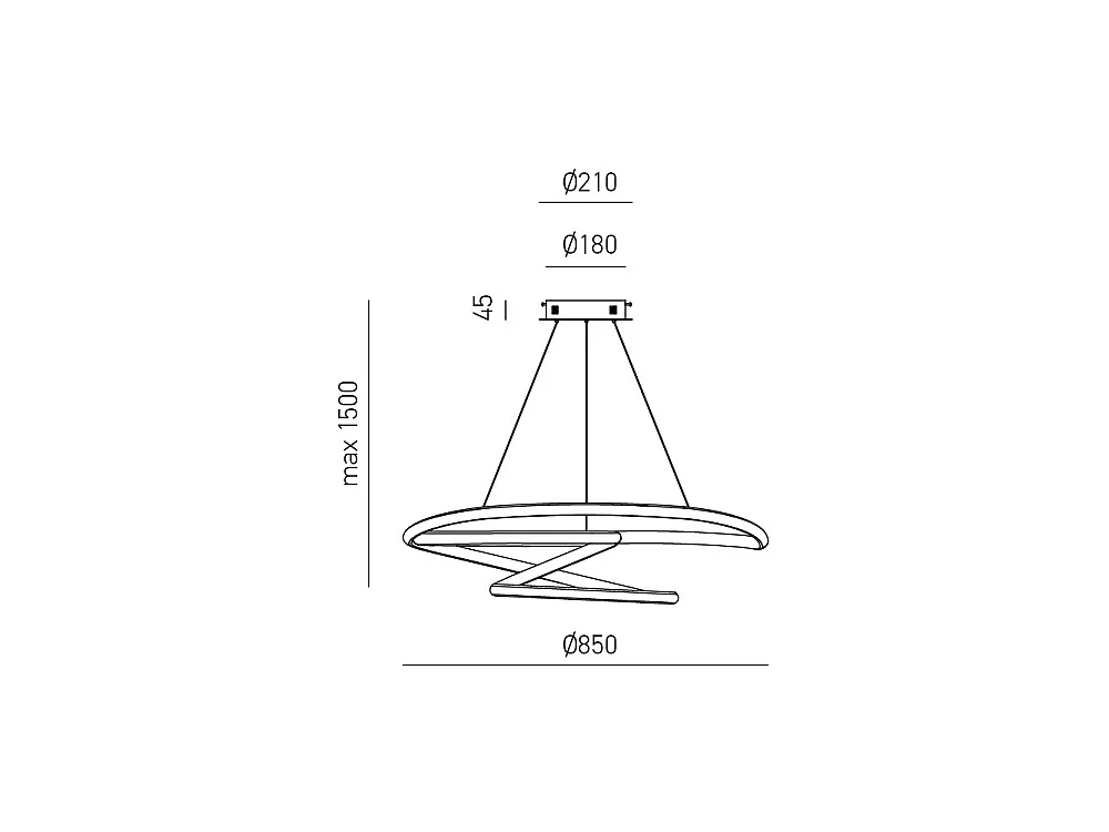 Diva - lampa wisząca LED 80W z możliwością ściemniania - nowoczesny design, satynowo-biały aluminium, ciepłe światło 3000K, splecione pierścienie o średnicy 85 cm 4105048 - obrazek 1