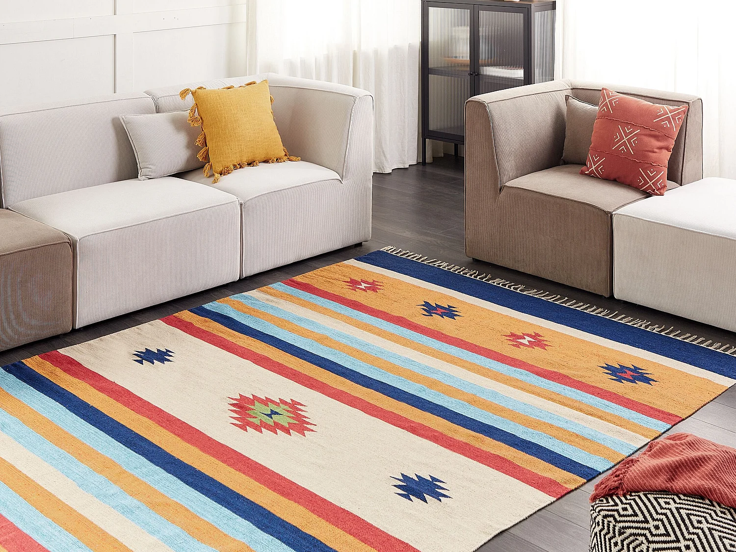 Dywan bawełniany kilim 200 x 300 cm wielokolorowy TARONIK 1324439 - obrazek 1
